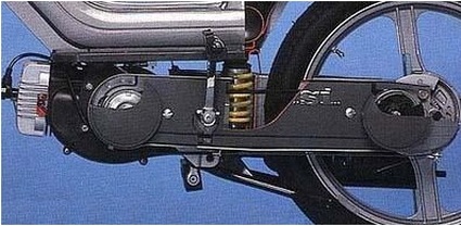 Cross-section photographs of mono shock on a Vespa Si